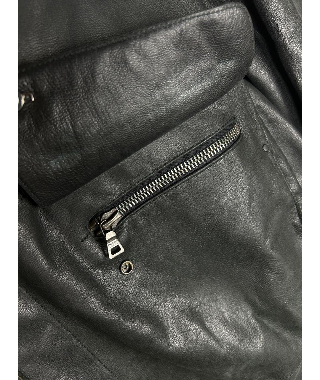 PRADA Черная кожаная куртка, фото 5