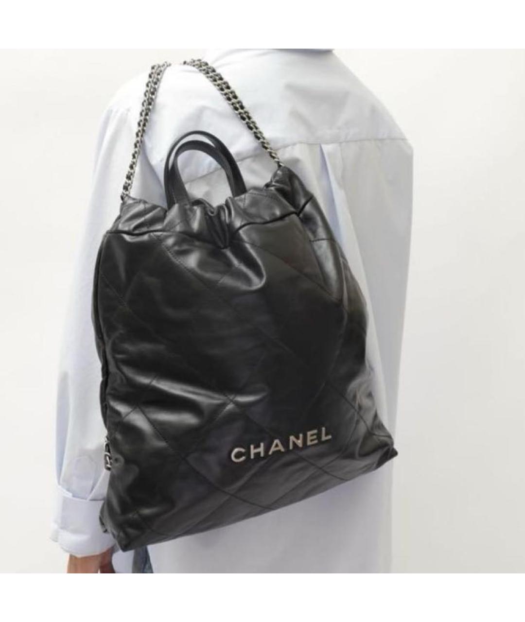 CHANEL Черный кожаный рюкзак, фото 4