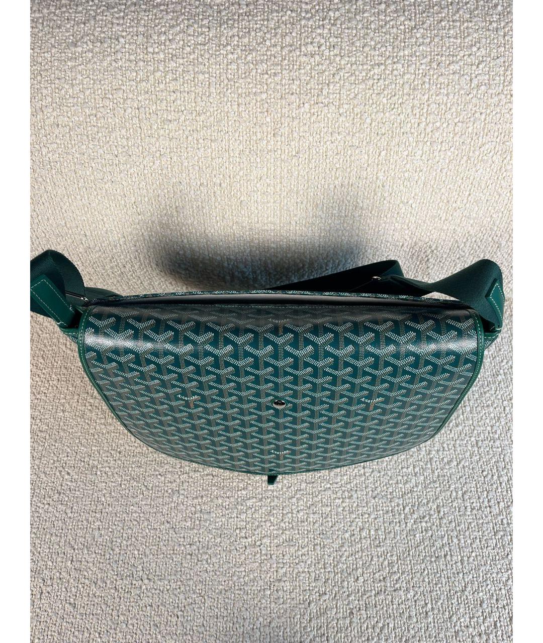 GOYARD Зеленая сумка на плечо из канвы, фото 8