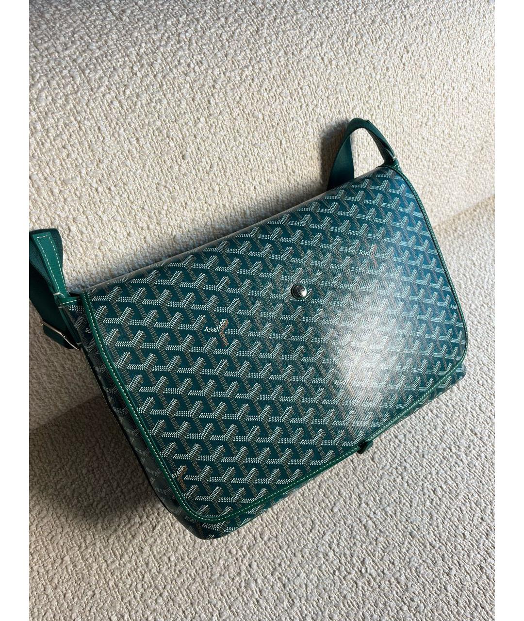 GOYARD Зеленая сумка на плечо из канвы, фото 2