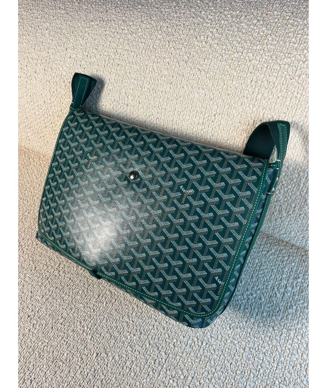 GOYARD Зеленая сумка на плечо из канвы, фото 5