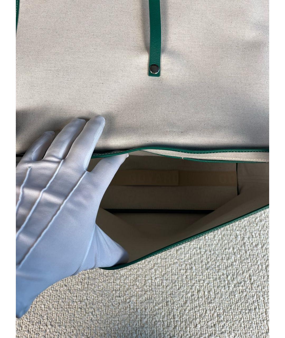 GOYARD Зеленая сумка на плечо из канвы, фото 4