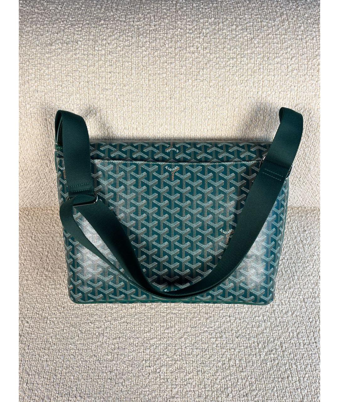 GOYARD Зеленая сумка на плечо из канвы, фото 3