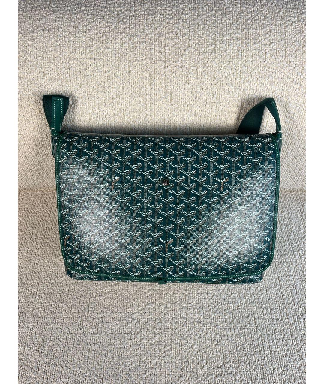 GOYARD Зеленая сумка на плечо из канвы, фото 9