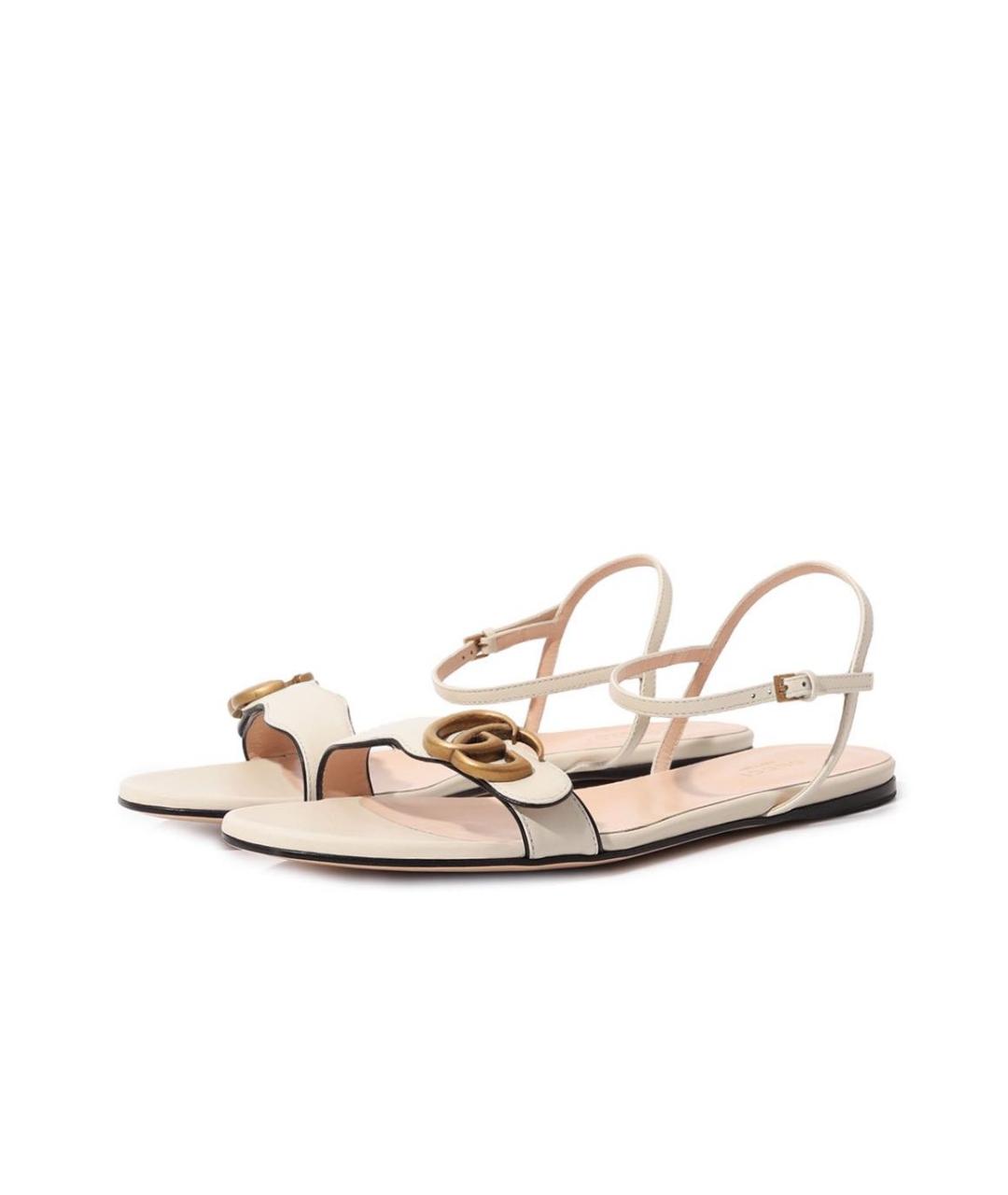 GUCCI Белые кожаные босоножки, фото 4
