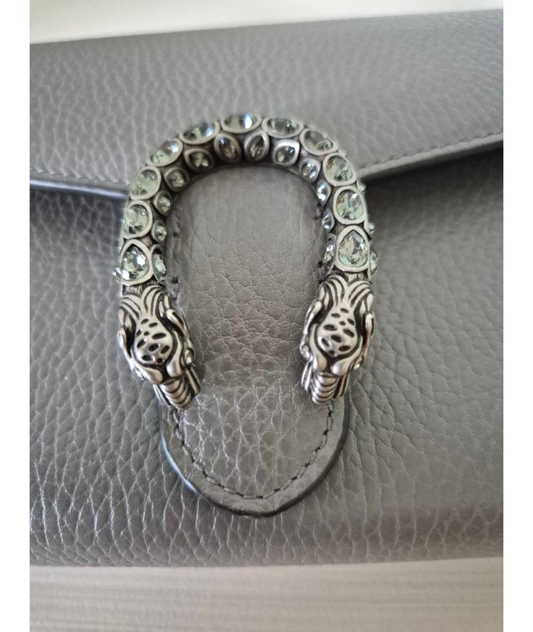 GUCCI Серая кожаная сумка через плечо, фото 6