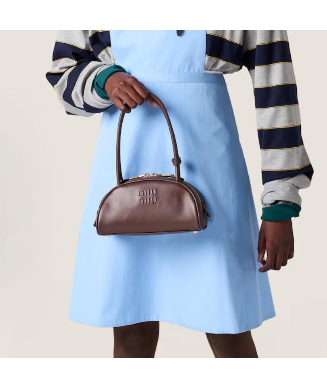 MIU MIU Коричневая кожаная сумка через плечо, фото 4