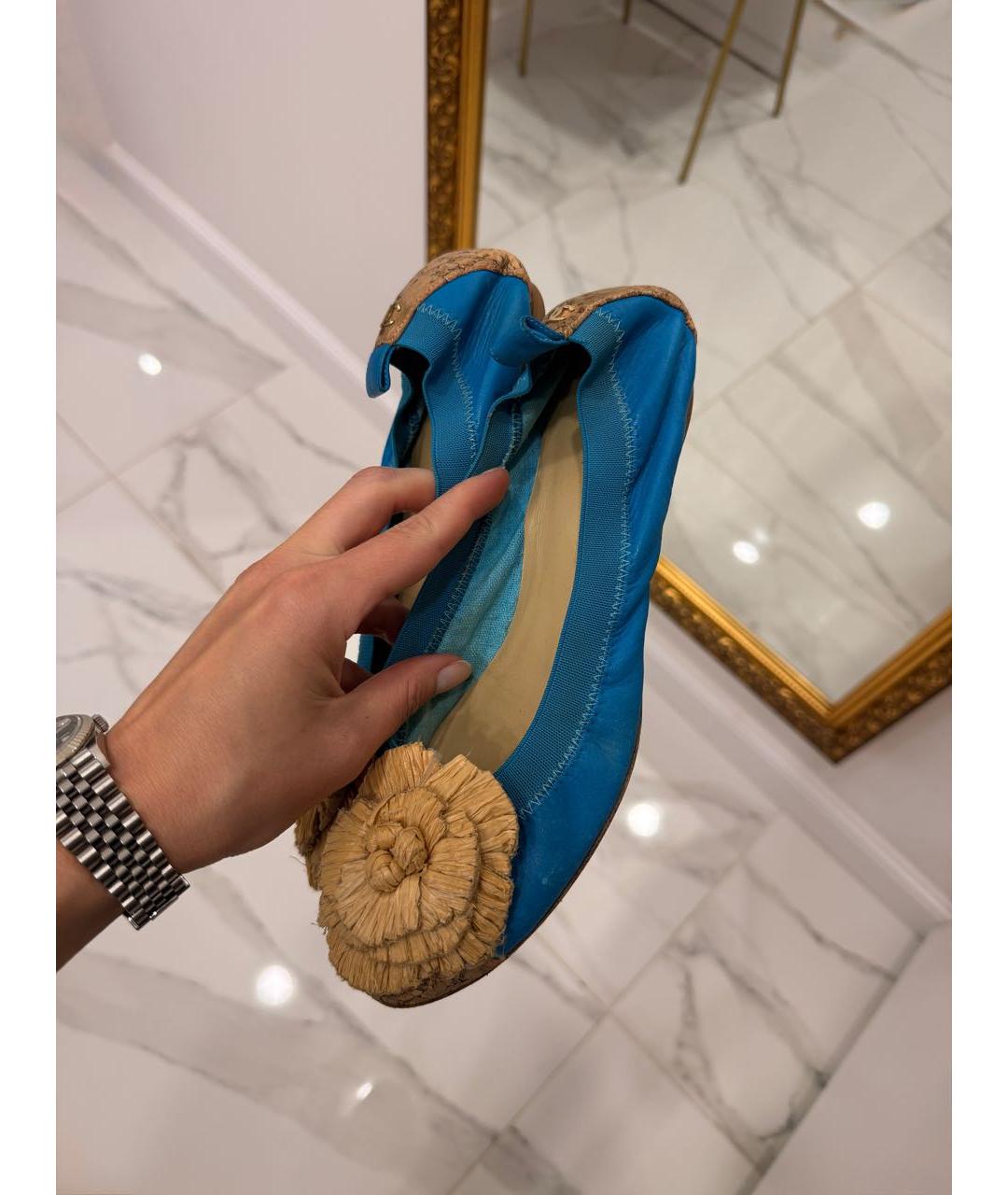 CHANEL Голубые кожаные балетки, фото 7