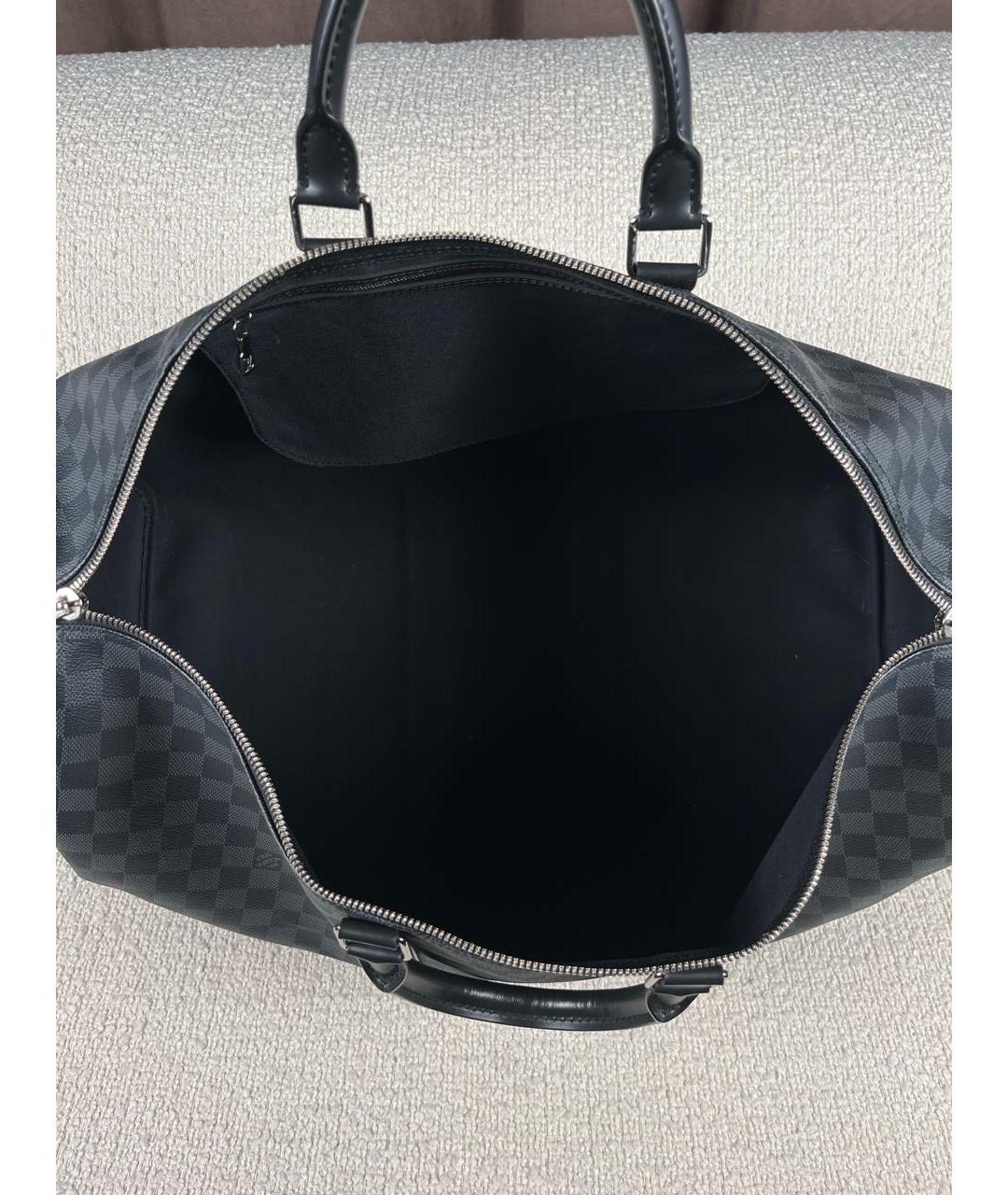LOUIS VUITTON Антрацитовая сумка с короткими ручками из канвы, фото 4