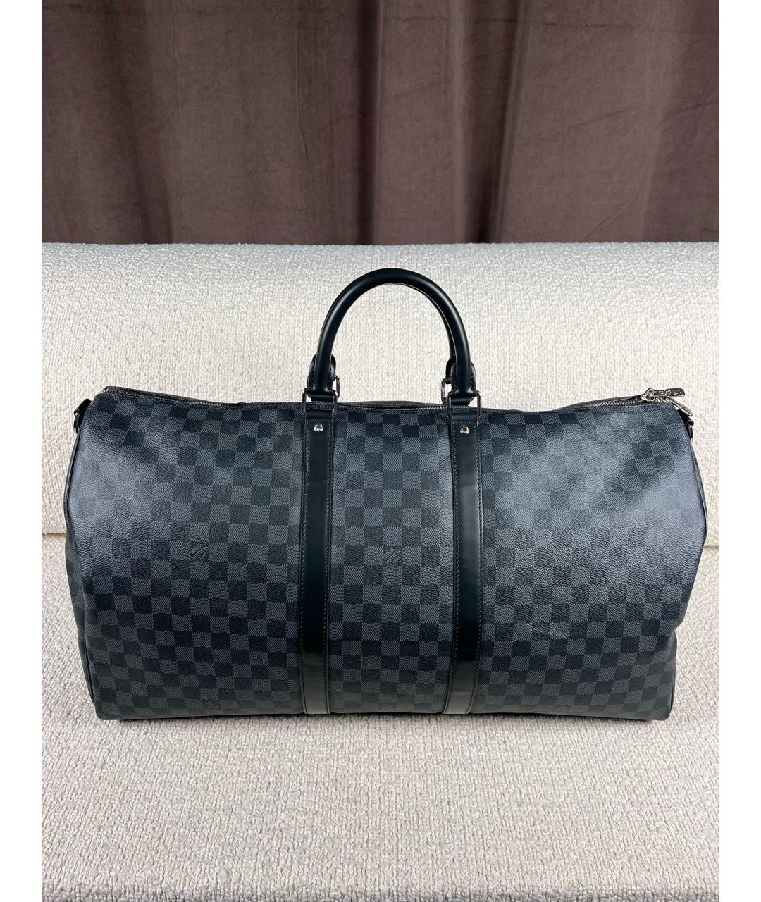 LOUIS VUITTON Антрацитовая сумка с короткими ручками из канвы, фото 9