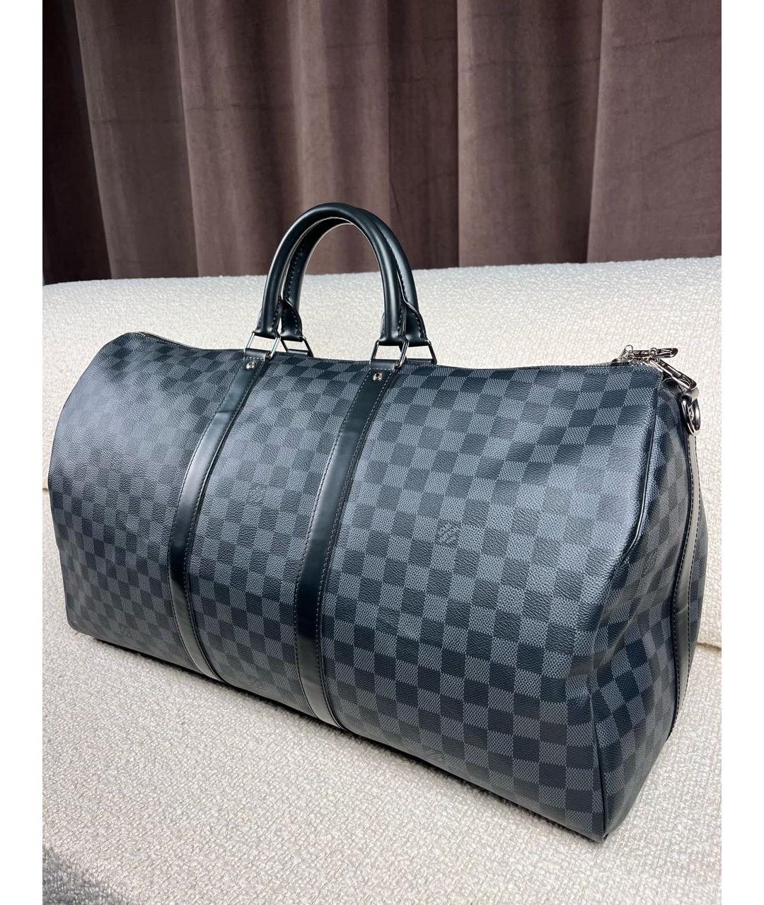 LOUIS VUITTON Антрацитовая сумка с короткими ручками из канвы, фото 7