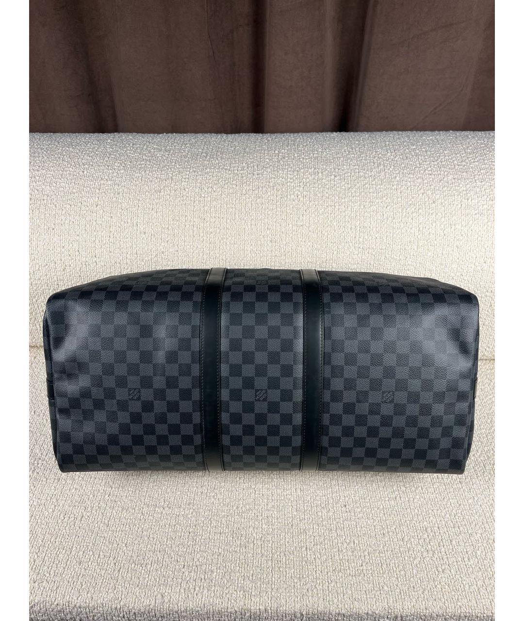 LOUIS VUITTON Антрацитовая сумка с короткими ручками из канвы, фото 6