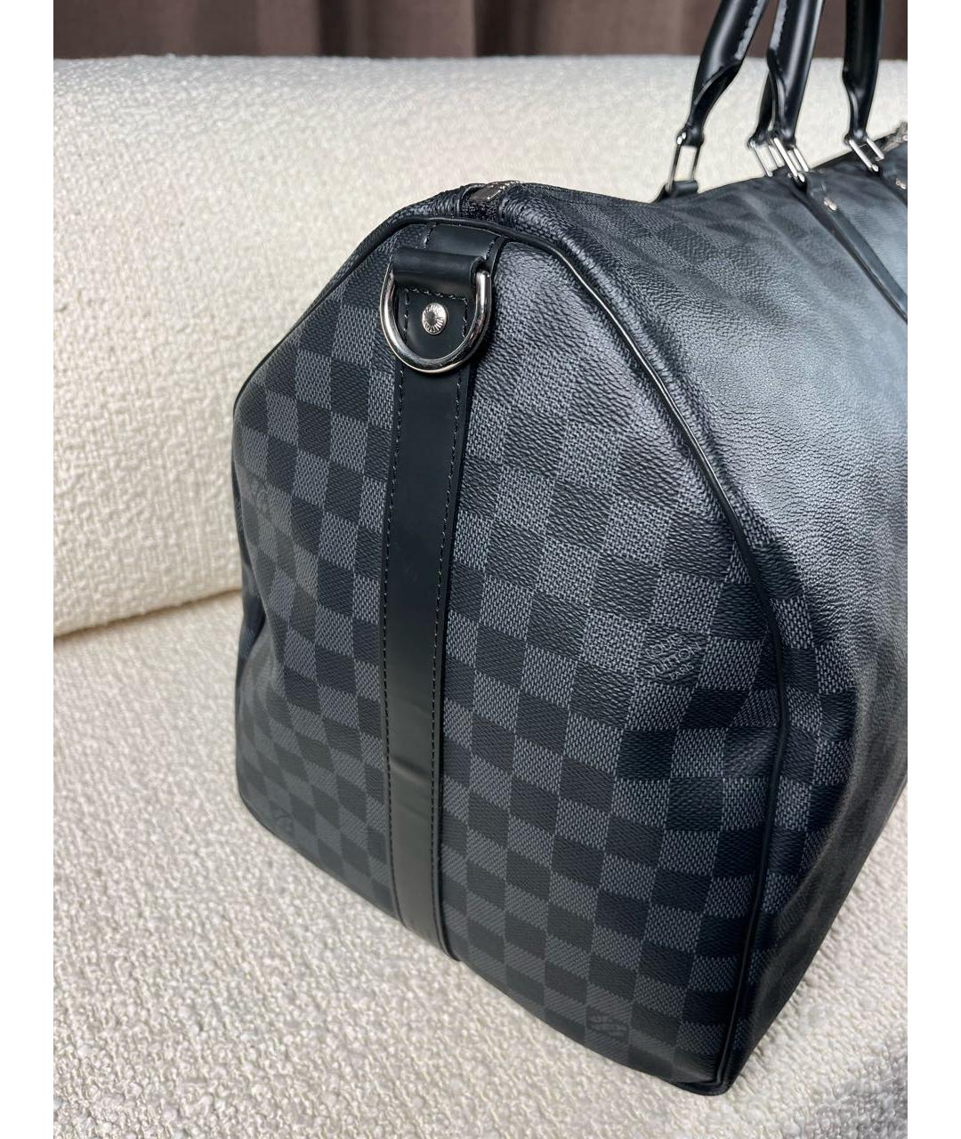 LOUIS VUITTON Антрацитовая сумка с короткими ручками из канвы, фото 8