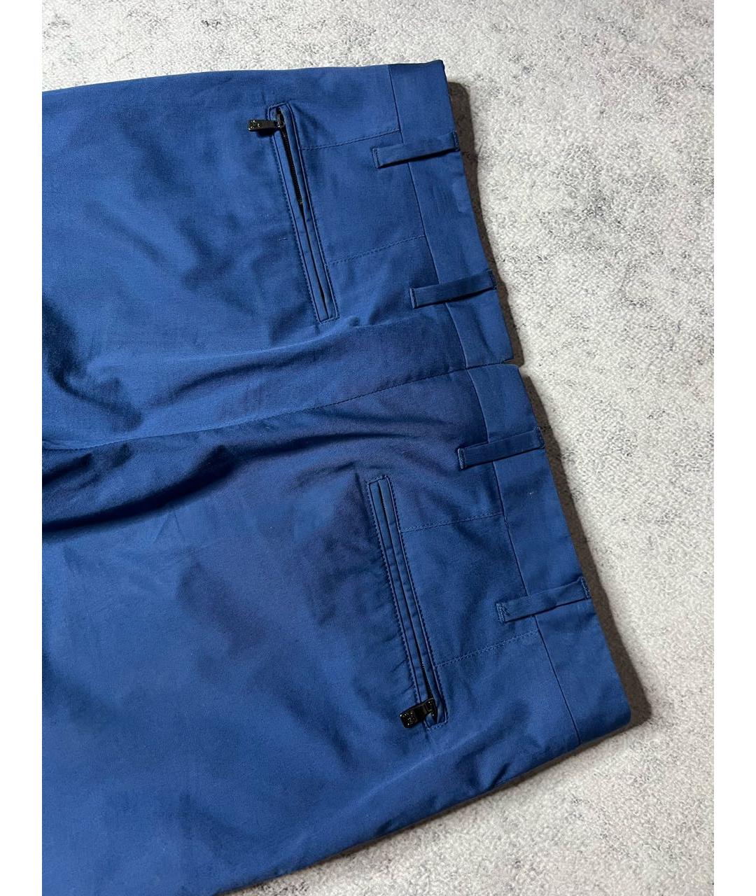 CORNELIANI Синие хлопко-эластановые классические брюки, фото 5