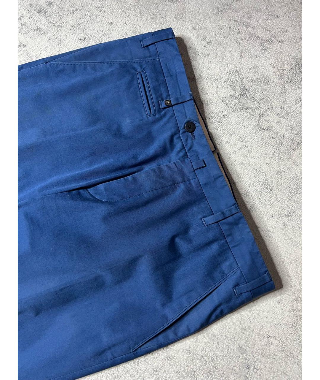 CORNELIANI Синие хлопко-эластановые классические брюки, фото 2
