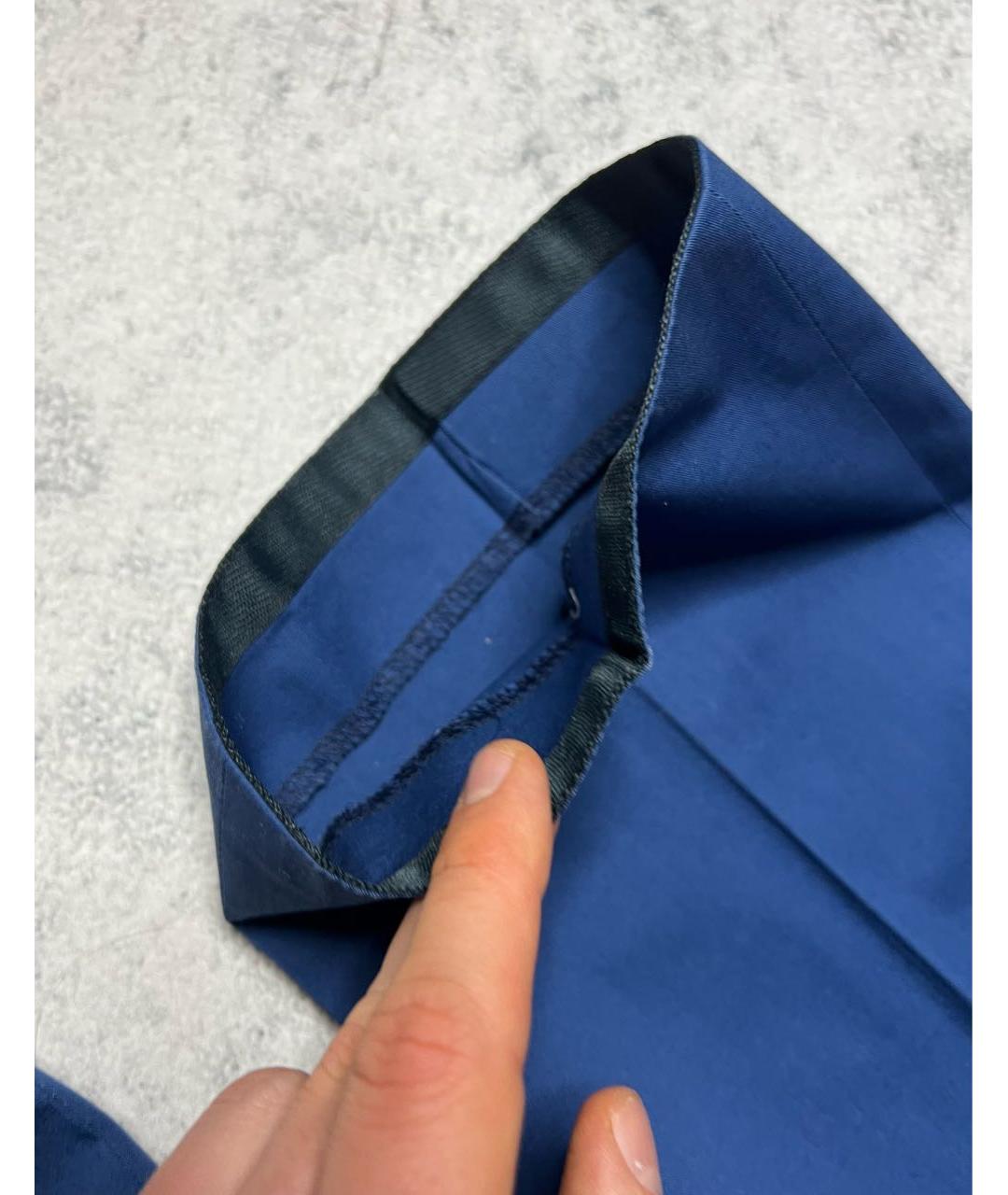 CORNELIANI Синие хлопко-эластановые классические брюки, фото 4