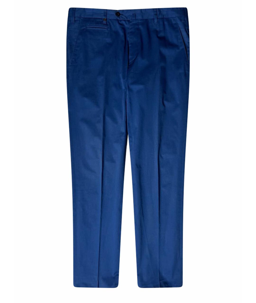 CORNELIANI Синие хлопко-эластановые классические брюки, фото 1