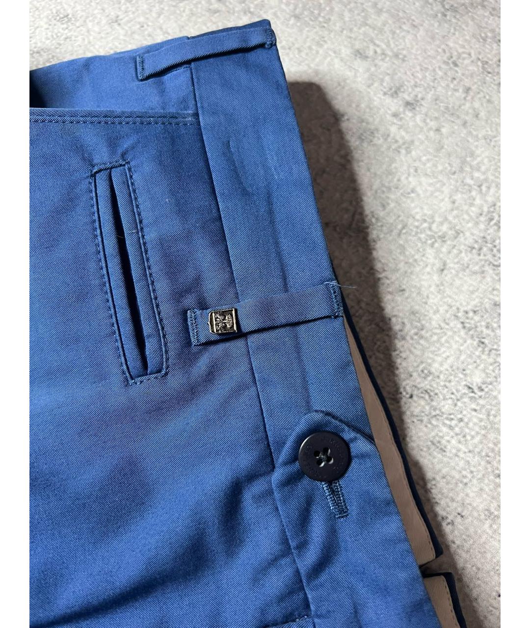 CORNELIANI Синие хлопко-эластановые классические брюки, фото 3