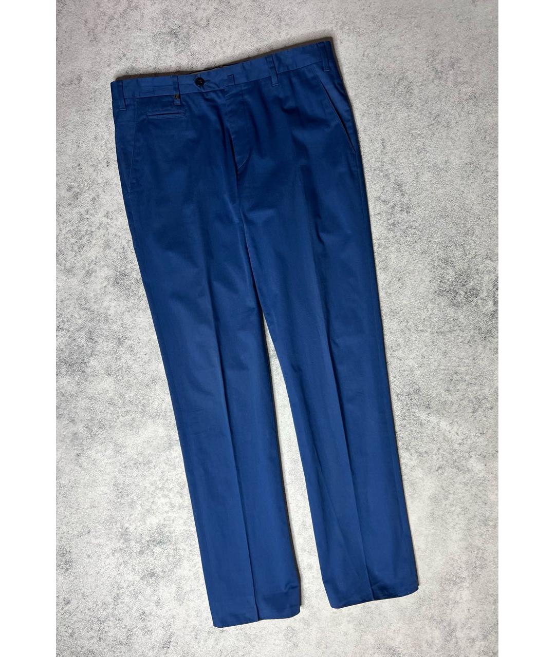 CORNELIANI Синие хлопко-эластановые классические брюки, фото 9