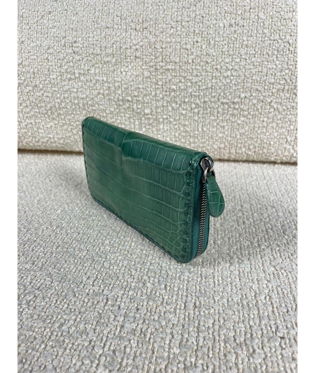 BOTTEGA VENETA Зеленый кошелек из экзотической кожи, фото 8