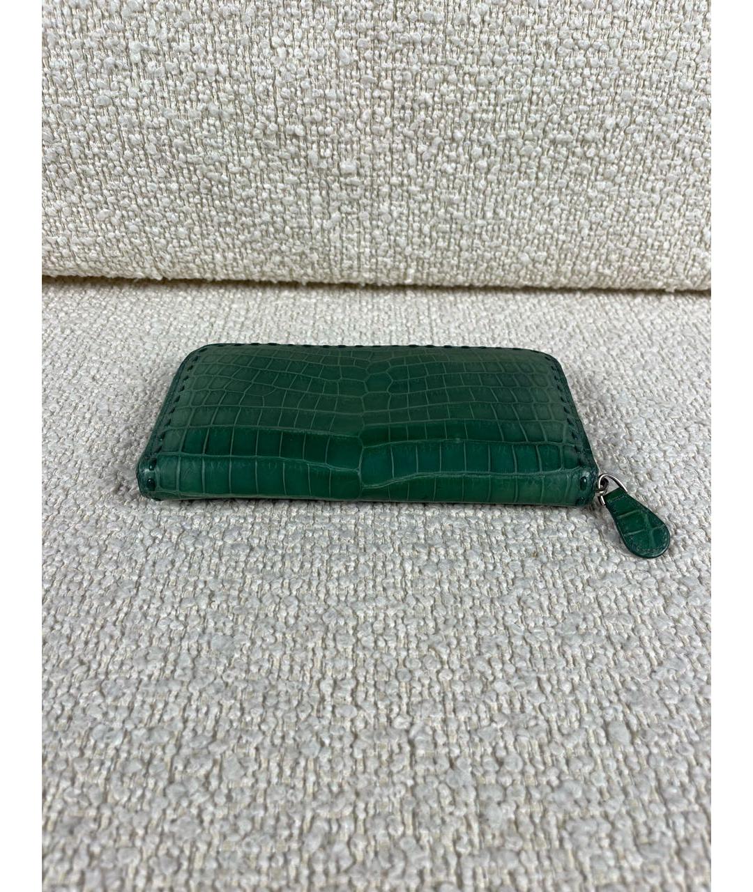 BOTTEGA VENETA Зеленый кошелек из экзотической кожи, фото 7