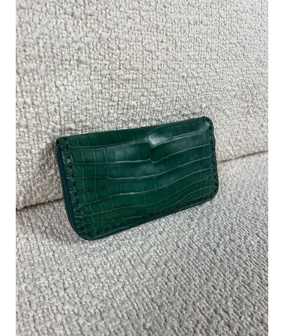 BOTTEGA VENETA Зеленый кошелек из экзотической кожи, фото 2