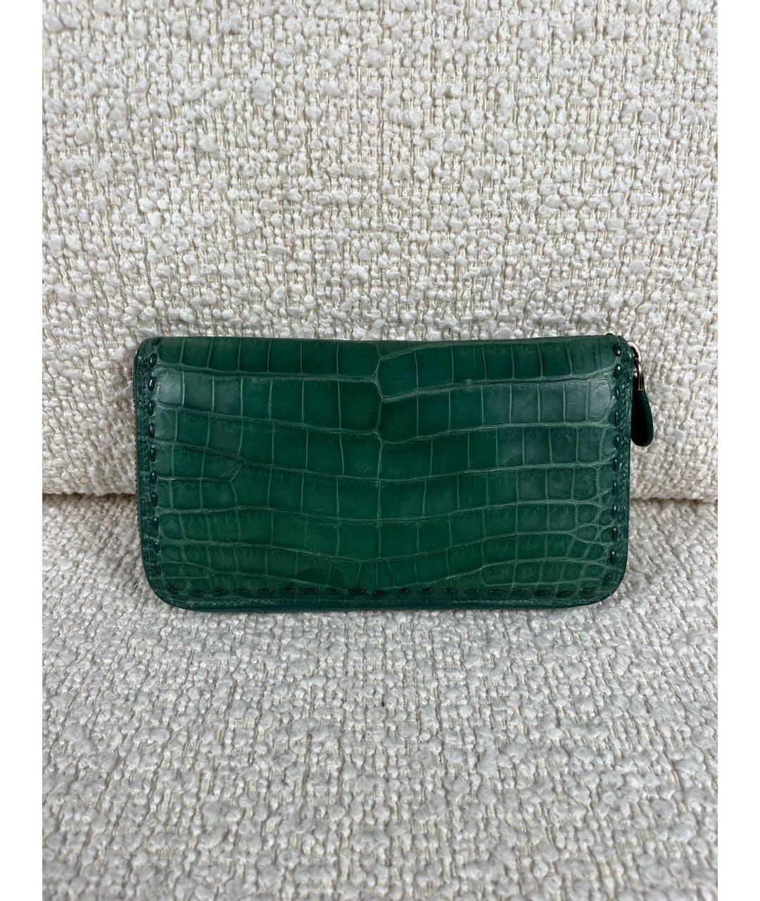BOTTEGA VENETA Зеленый кошелек из экзотической кожи, фото 9