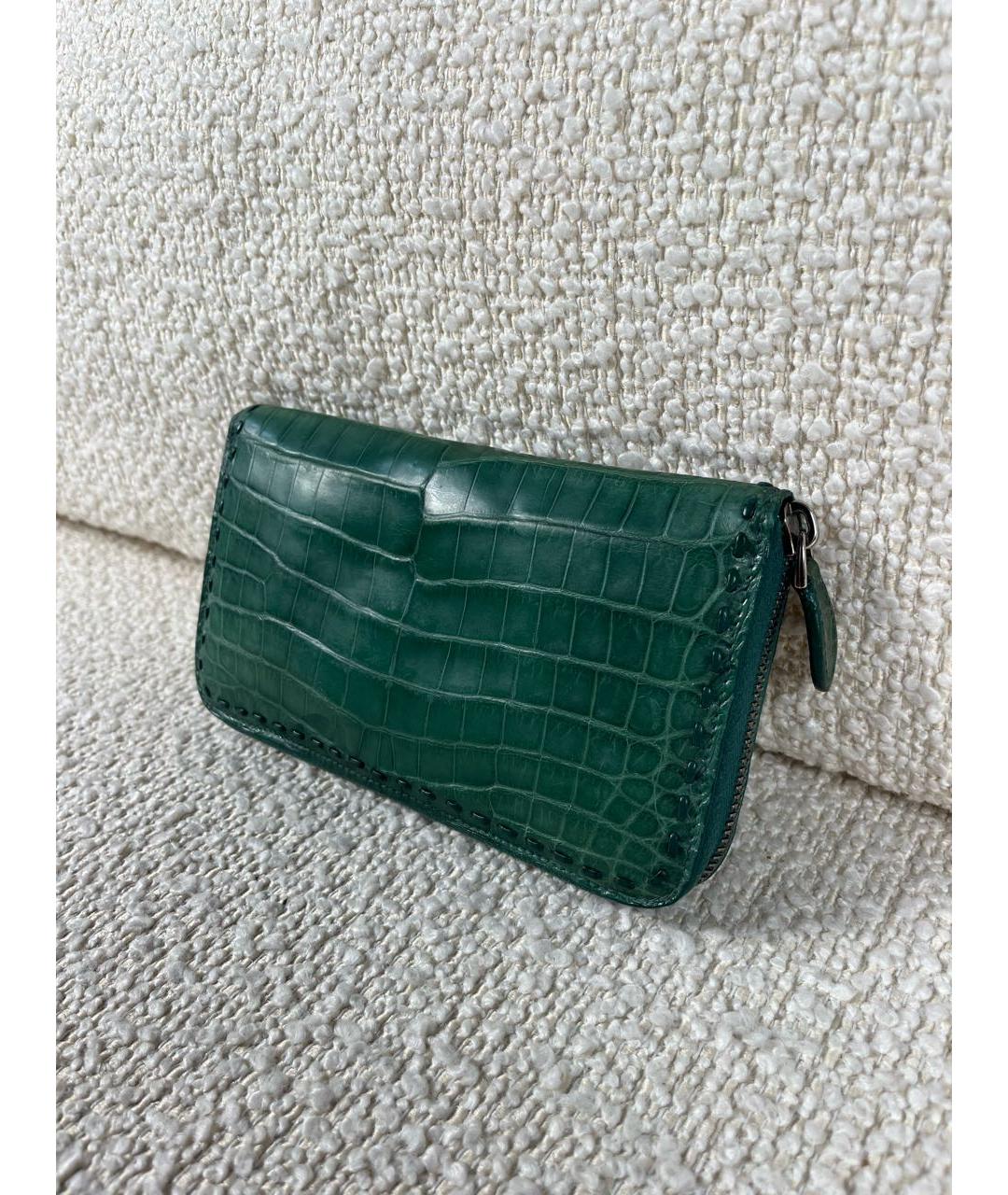 BOTTEGA VENETA Зеленый кошелек из экзотической кожи, фото 5