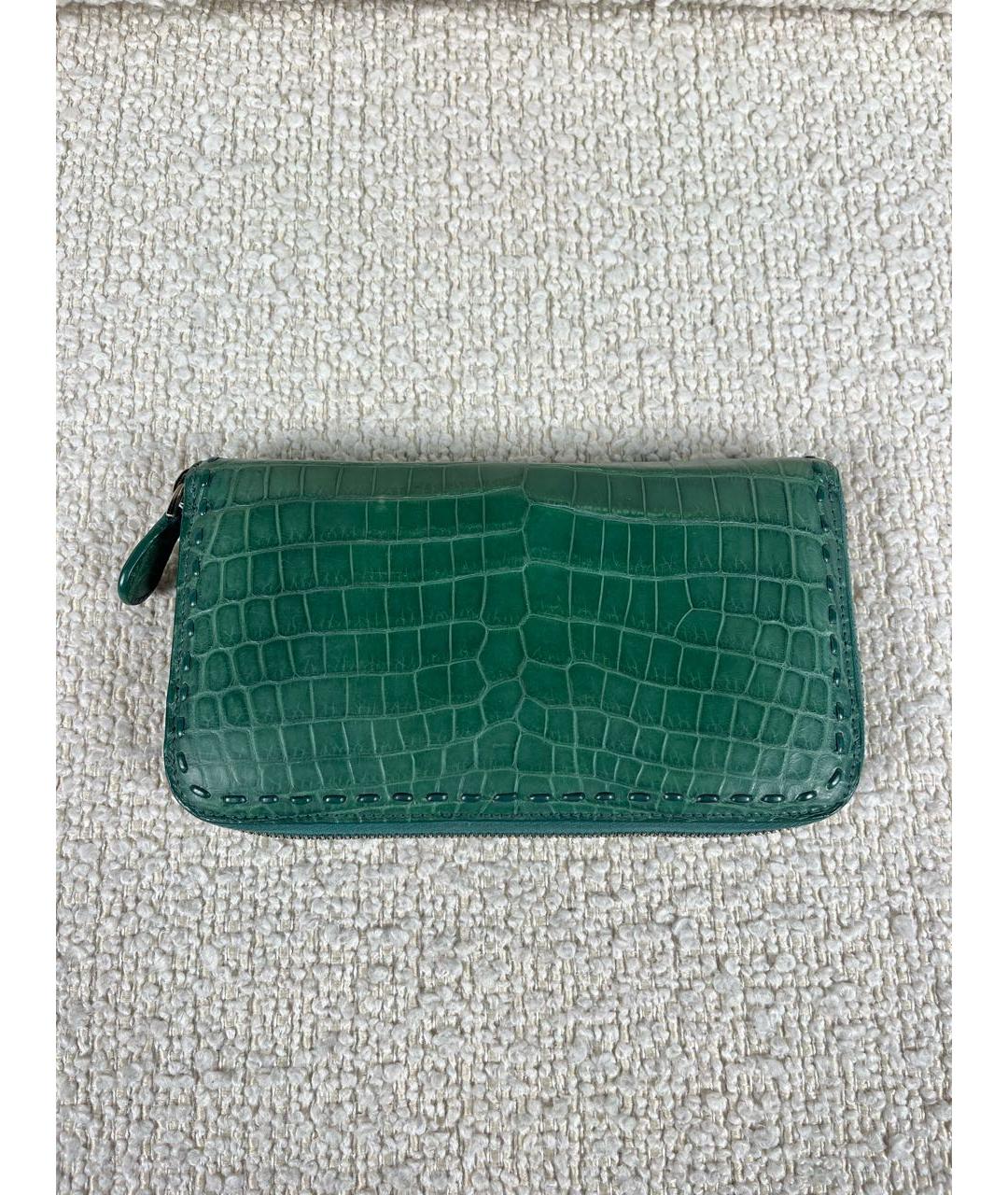 BOTTEGA VENETA Зеленый кошелек из экзотической кожи, фото 3