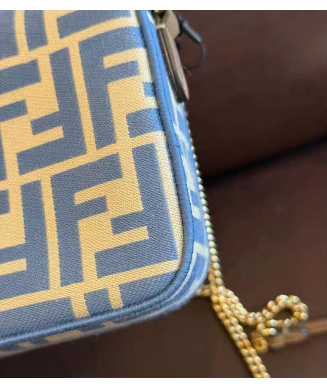 FENDI Голубая жаккардовая сумка через плечо, фото 8