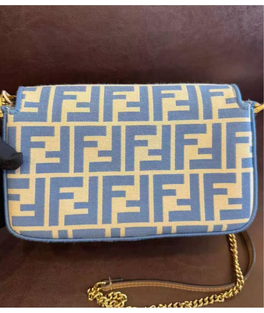 FENDI Голубая жаккардовая сумка через плечо, фото 4