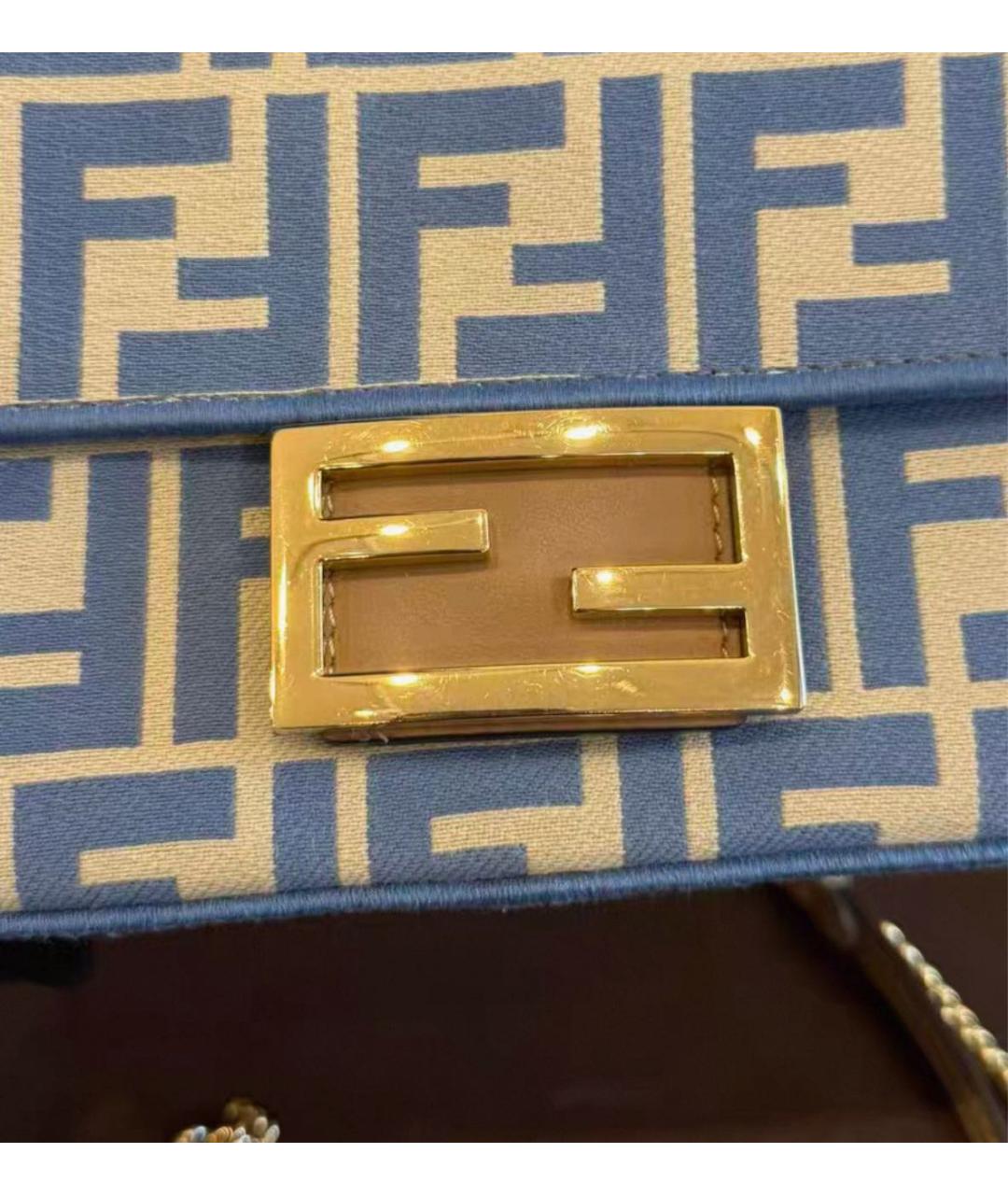 FENDI Голубая жаккардовая сумка через плечо, фото 3