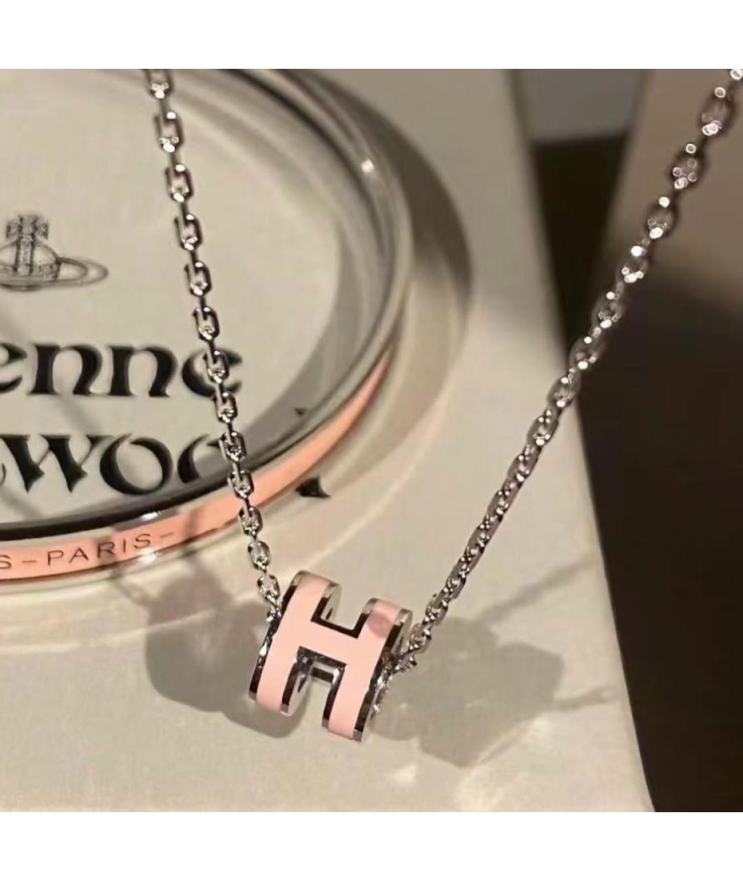 HERMES Розовая серебряная подвеска, фото 4