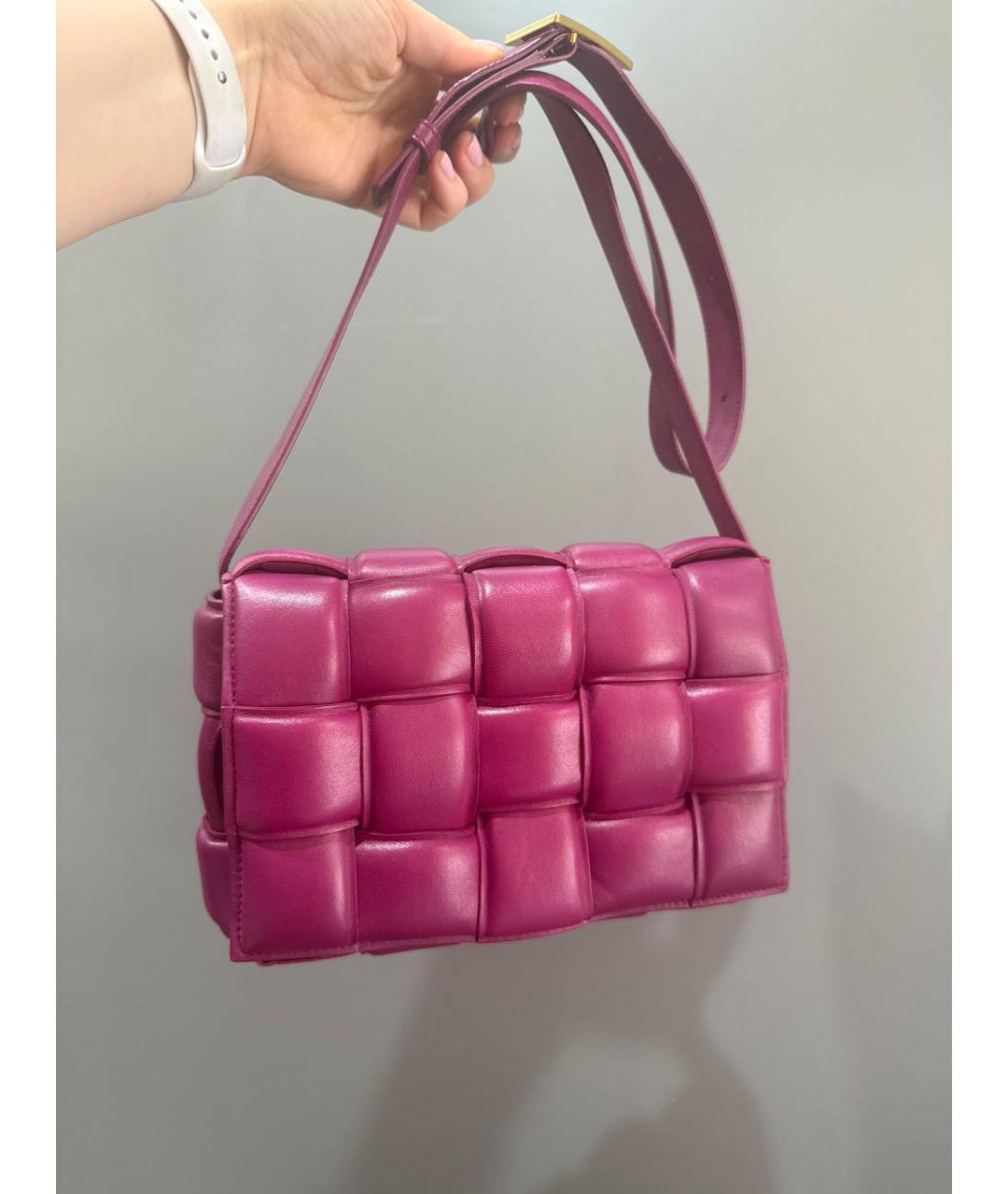 BOTTEGA VENETA Фуксия кожаная сумка через плечо, фото 4