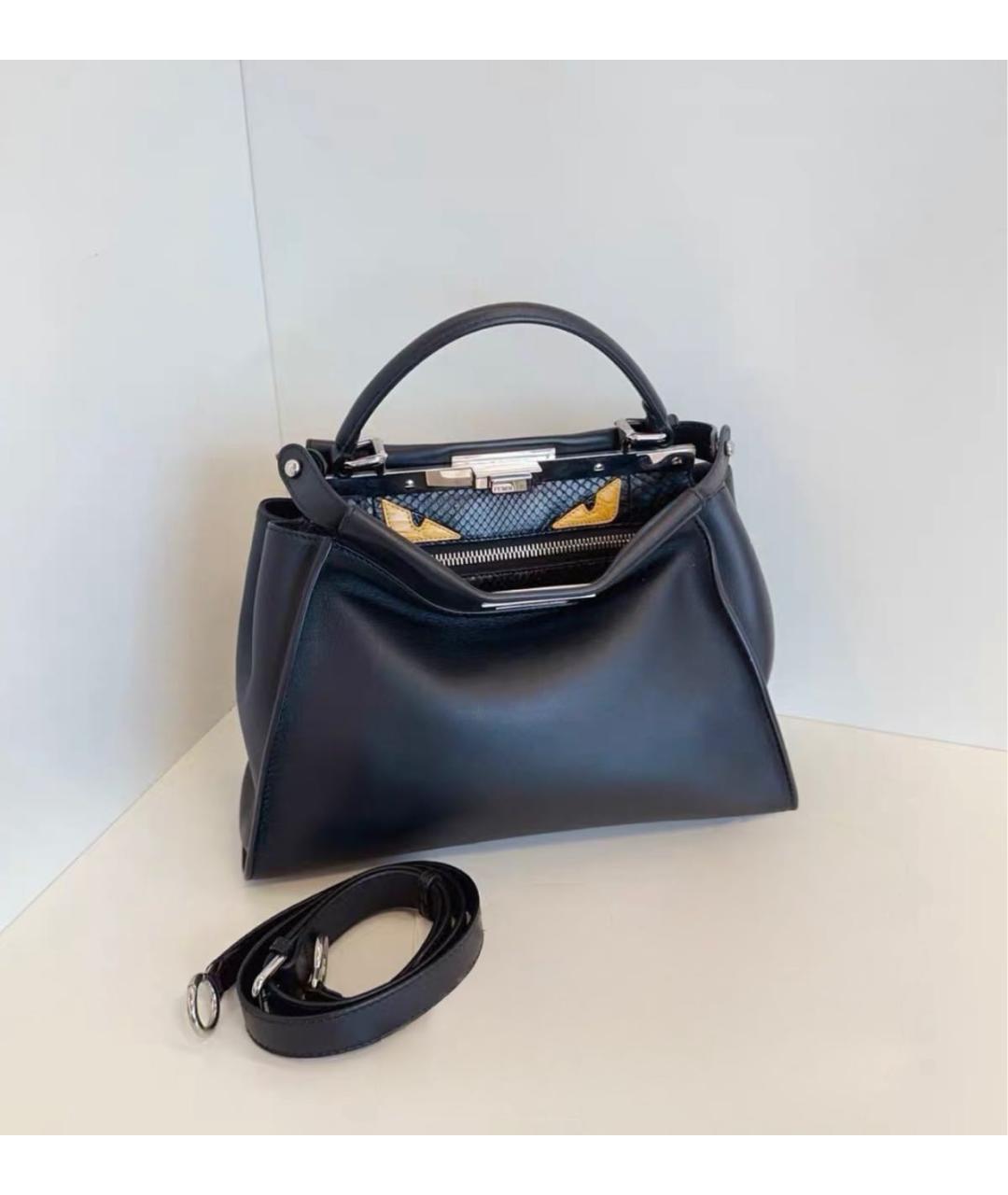 FENDI Черная кожаная сумка через плечо, фото 8