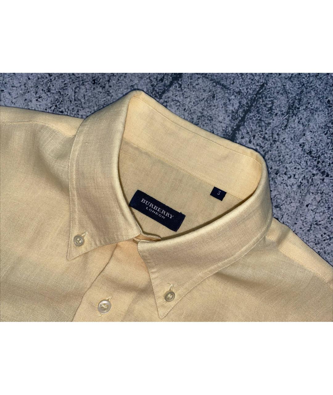 BURBERRY Желтая льняная кэжуал рубашка, фото 8
