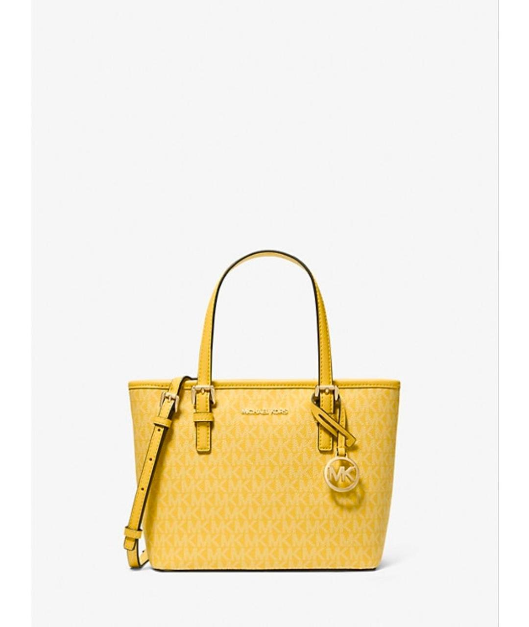 MICHAEL KORS Желтая сумка с короткими ручками из канвы, фото 10