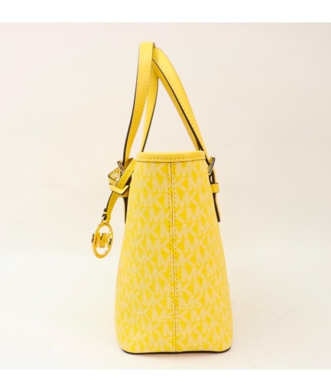 MICHAEL KORS Желтая сумка с короткими ручками из канвы, фото 4