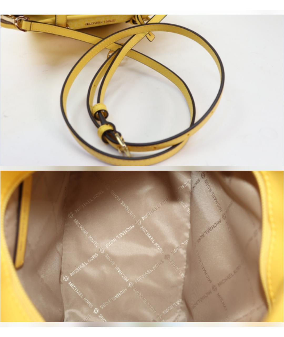 MICHAEL KORS Желтая сумка с короткими ручками из канвы, фото 7