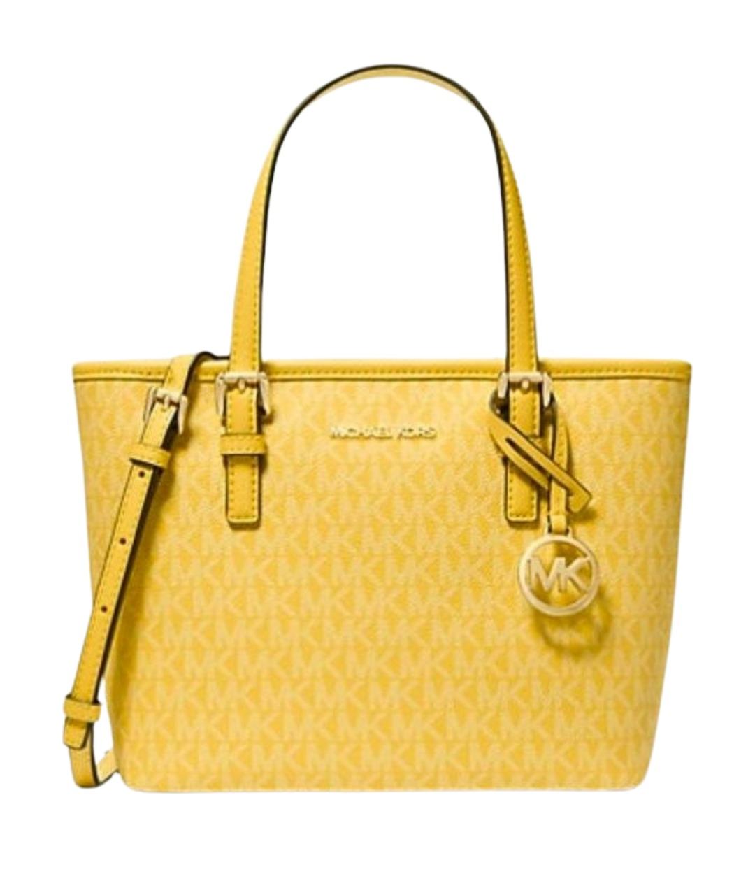 MICHAEL KORS Желтая сумка с короткими ручками из канвы, фото 1
