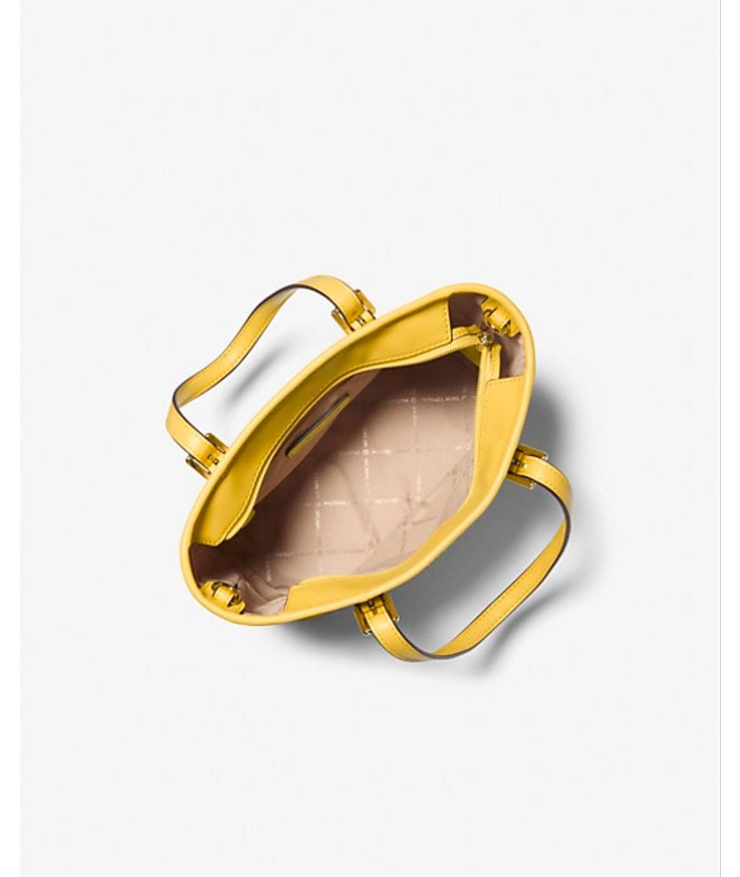 MICHAEL KORS Желтая сумка с короткими ручками из канвы, фото 6