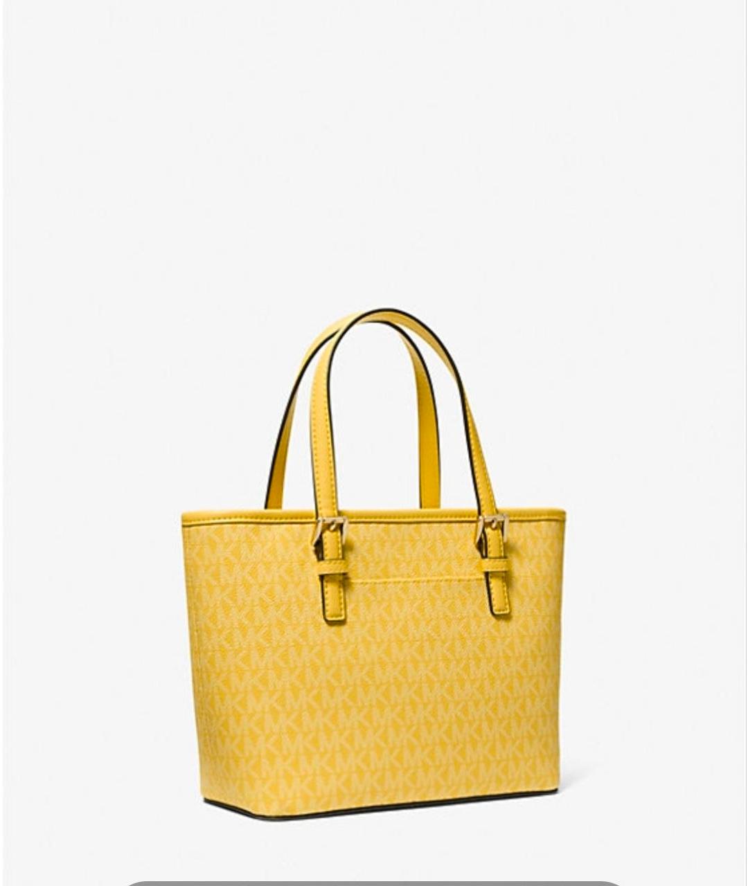 MICHAEL KORS Желтая сумка с короткими ручками из канвы, фото 2