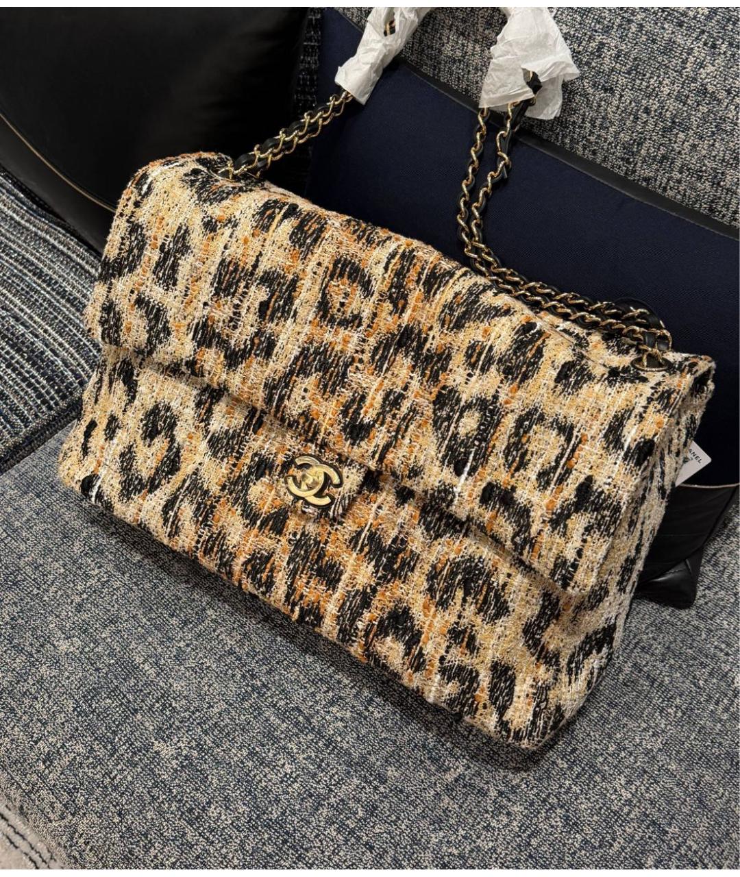 CHANEL Коричневая жаккардовая сумка через плечо, фото 4