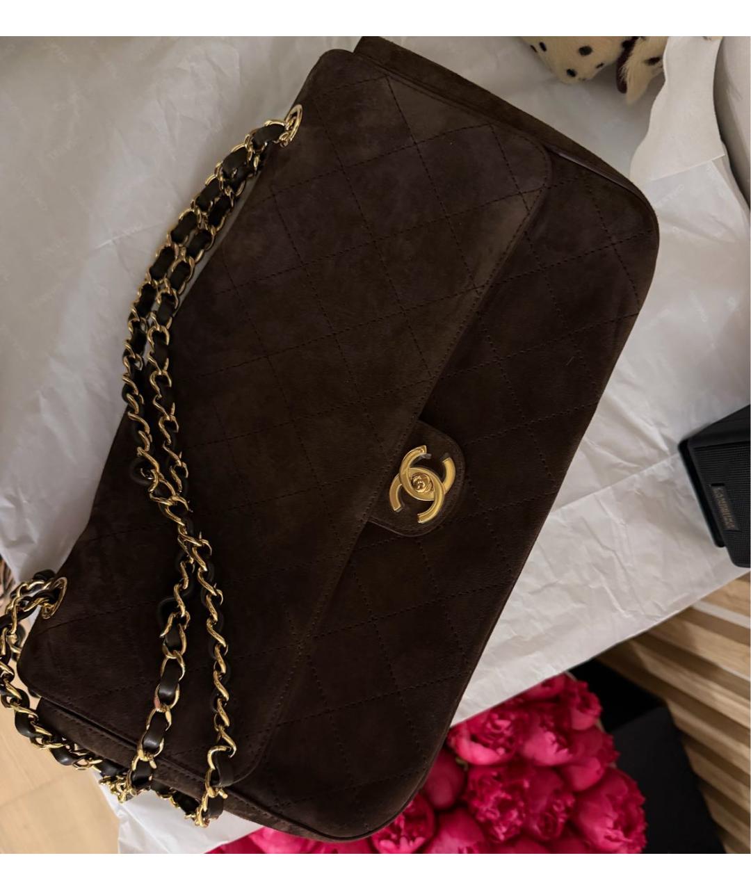 CHANEL Коричневая замшевая сумка через плечо, фото 3