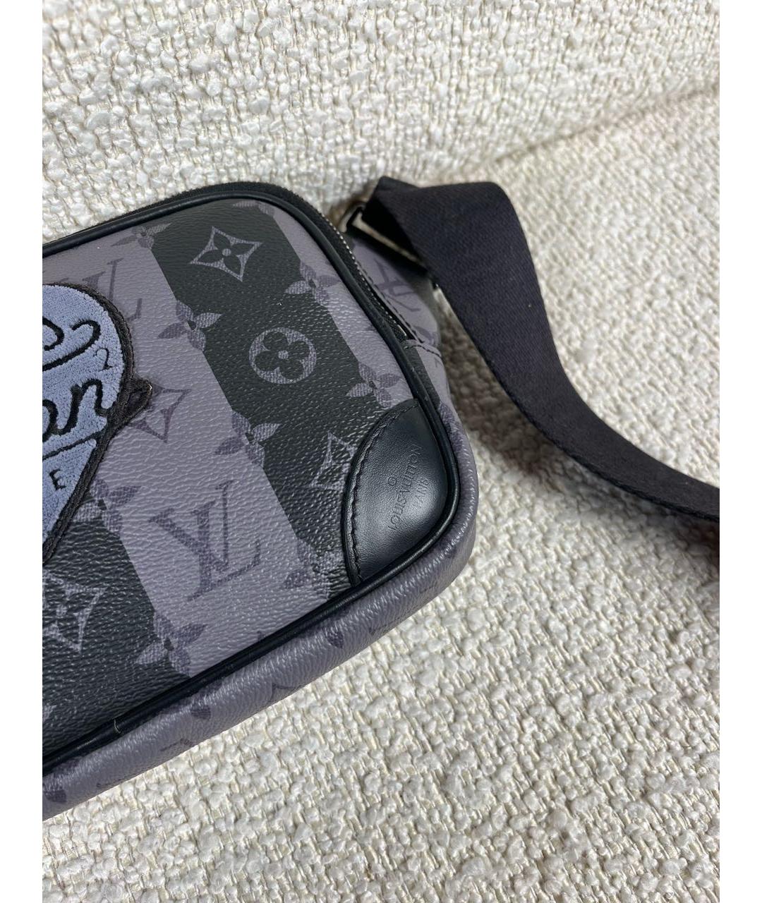 LOUIS VUITTON Антрацитовая сумка на плечо из канвы, фото 7