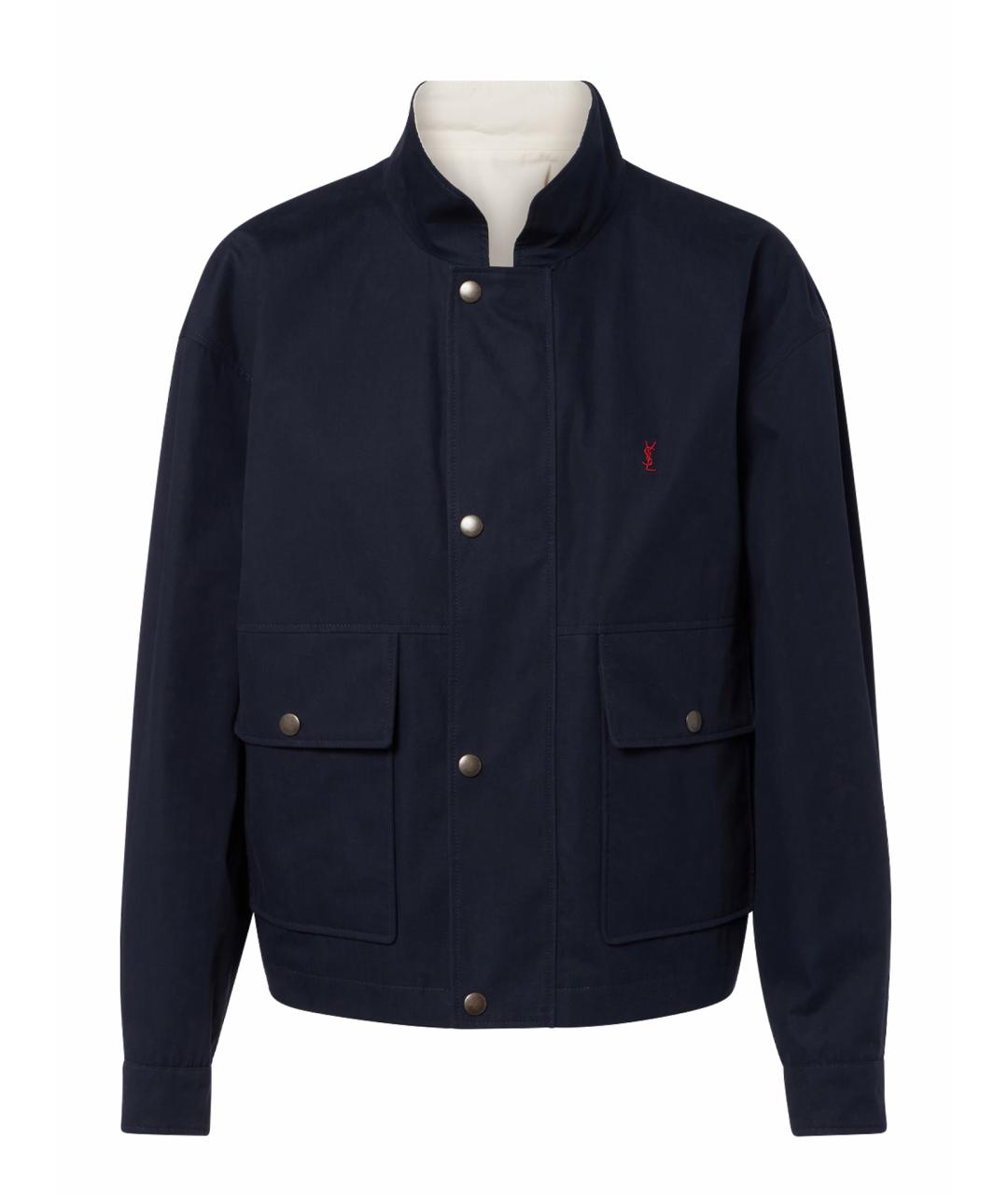 SAINT LAURENT Темно-синяя хлопковая куртка, фото 1