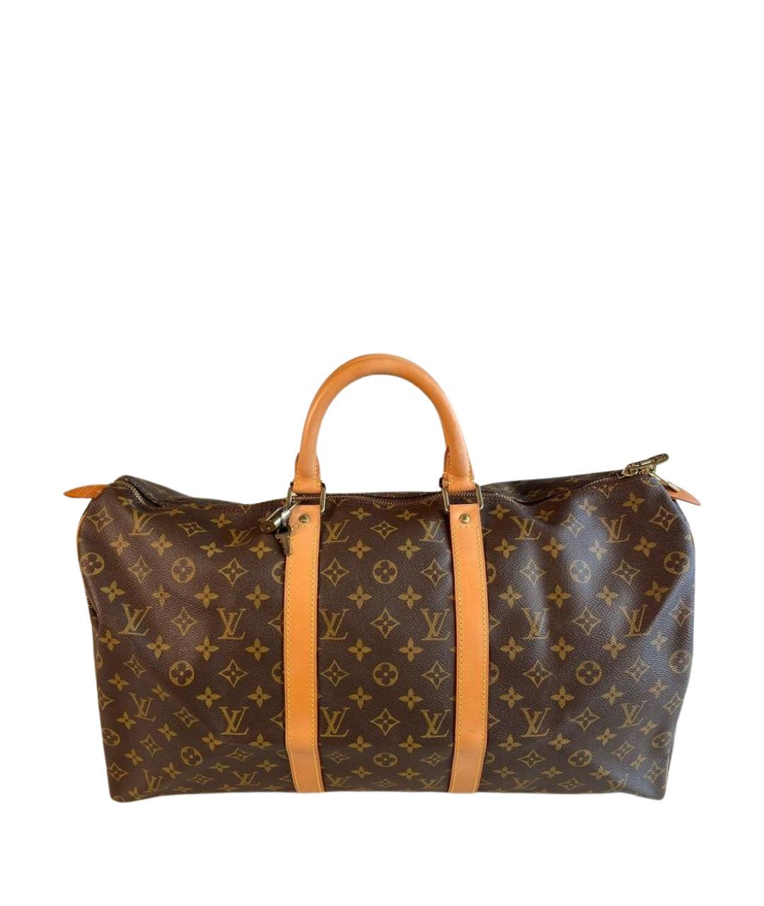 LOUIS VUITTON Коричневая дорожная/спортивная сумка из канвы, фото 1