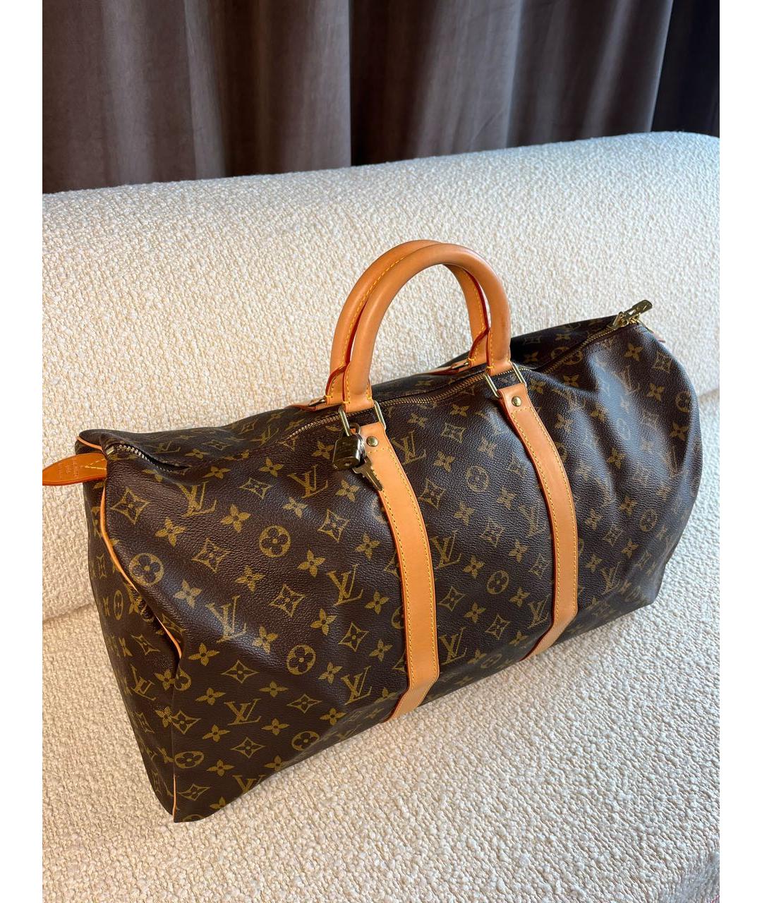 LOUIS VUITTON Коричневая дорожная/спортивная сумка из канвы, фото 2