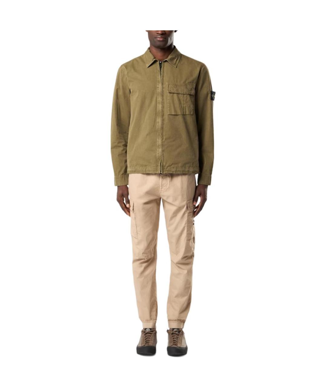 STONE ISLAND Зеленая хлопковая куртка, фото 3