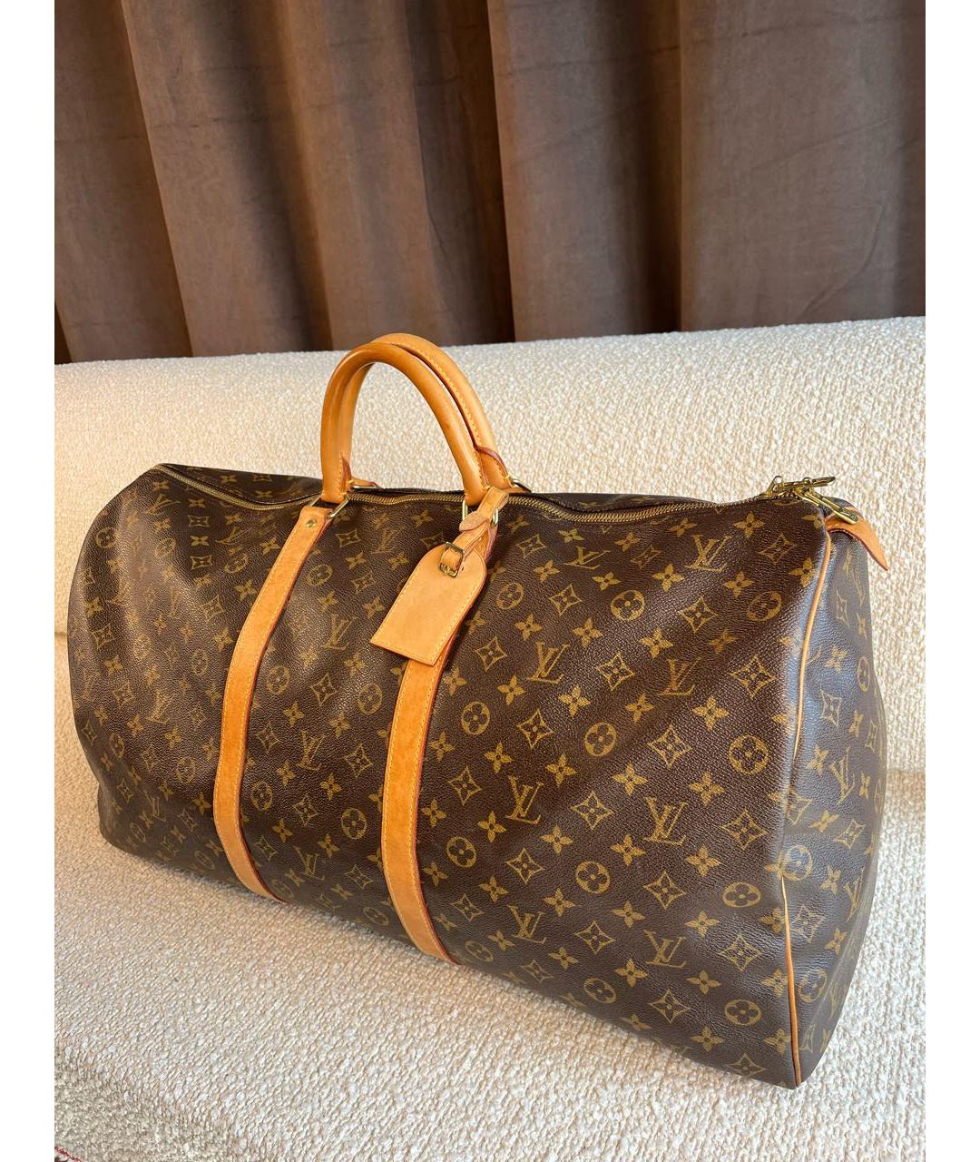 LOUIS VUITTON Коричневая дорожная/спортивная сумка из канвы, фото 5